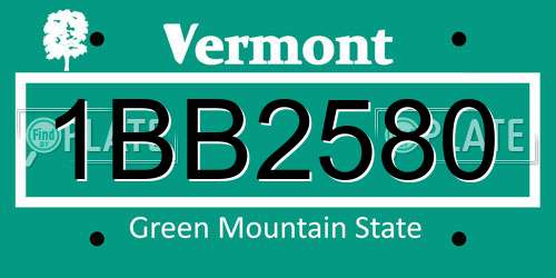 1BB2580 Vermont License Plate