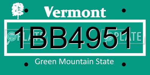 1BB4951 Vermont License Plate