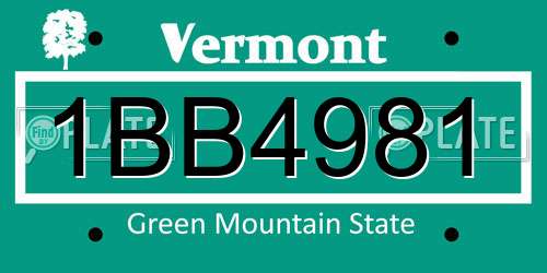 1BB4981 Vermont License Plate