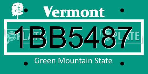 1BB5487 Vermont License Plate