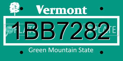 1BB7282 Vermont License Plate