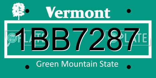 1BB7287 Vermont License Plate