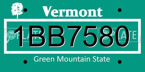 1BB7580 Vermont License Plate