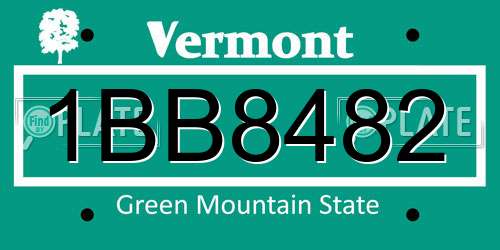 1BB8482 Vermont License Plate