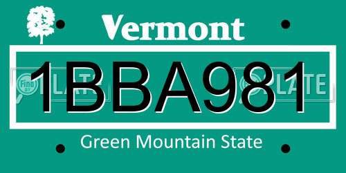 1BBA981 Vermont License Plate