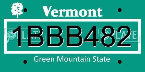 1BBB482 Vermont License Plate