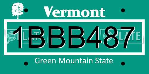 1BBB487 Vermont License Plate
