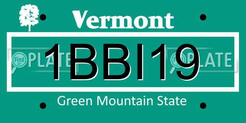 1BBI19 Vermont License Plate