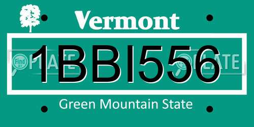 1BBI556 Vermont License Plate
