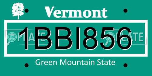 1BBI856 Vermont License Plate