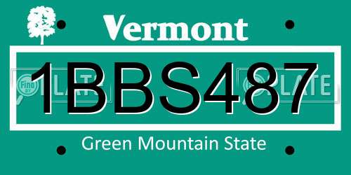 1BBS487 Vermont License Plate