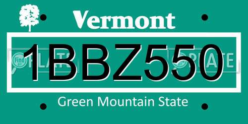 1BBZ550 Vermont License Plate