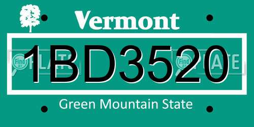 1BD3520 Vermont License Plate