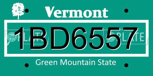 1BD6557 Vermont License Plate
