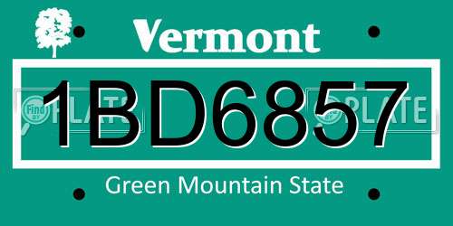 1BD6857 Vermont License Plate