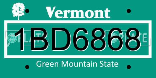 1BD6868 Vermont License Plate