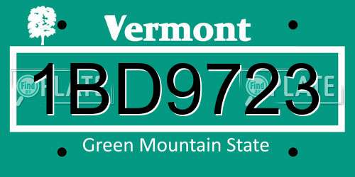 1BD9723 Vermont License Plate