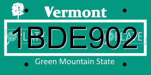 1BDE902 Vermont License Plate
