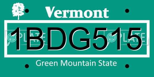 1BDG515 Vermont License Plate