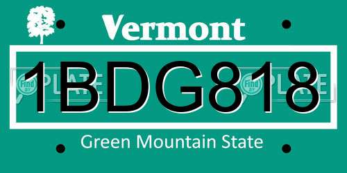 1BDG818 Vermont License Plate