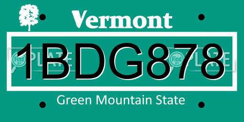 1BDG878 Vermont License Plate
