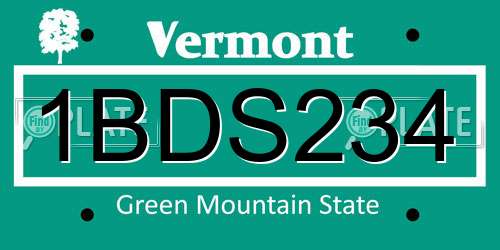 1BDS234 Vermont License Plate
