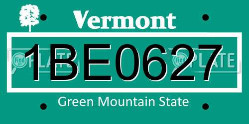 1BE0627 Vermont License Plate
