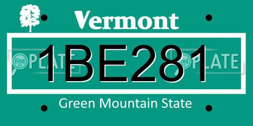 1BE281 Vermont License Plate