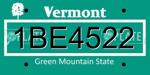 1BE4522 Vermont License Plate