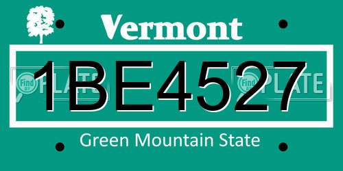 1BE4527 Vermont License Plate
