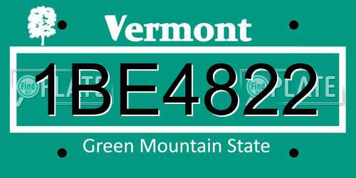 1BE4822 Vermont License Plate