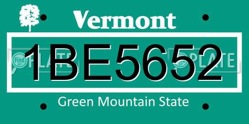 1BE5652 Vermont License Plate