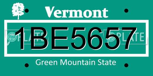 1BE5657 Vermont License Plate