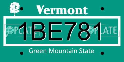 1BE781 Vermont License Plate