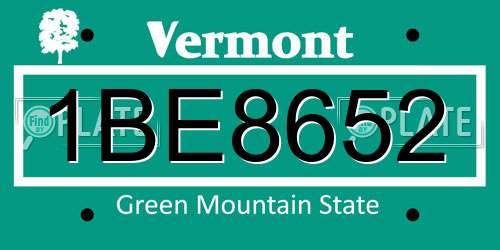 1BE8652 Vermont License Plate