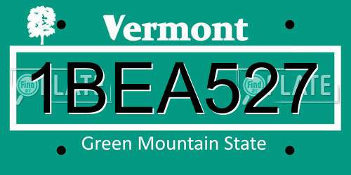 1BEA527 Vermont License Plate