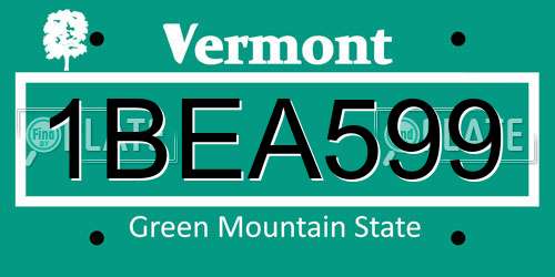 1BEA599 Vermont License Plate