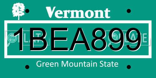 1BEA899 Vermont License Plate