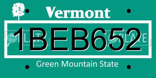 1BEB652 Vermont License Plate