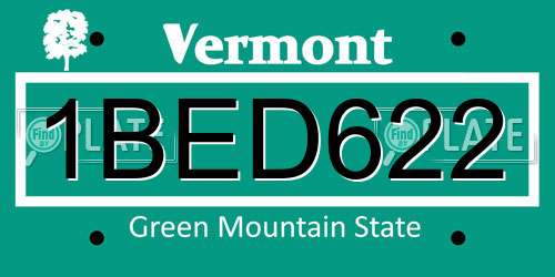 1BED622 Vermont License Plate