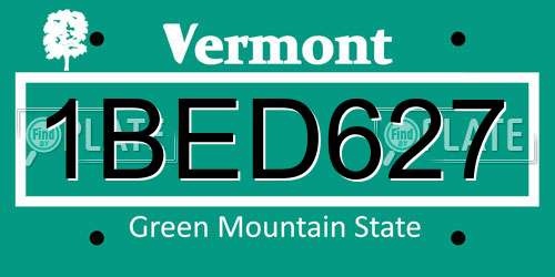 1BED627 Vermont License Plate
