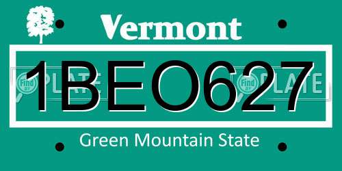 1BEO627 Vermont License Plate