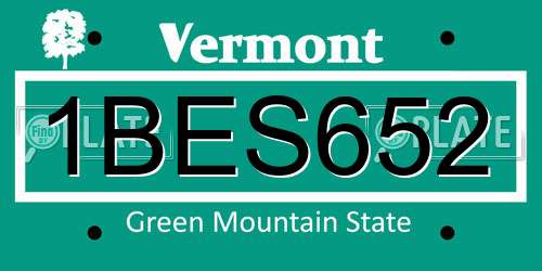 1BES652 Vermont License Plate