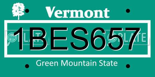 1BES657 Vermont License Plate