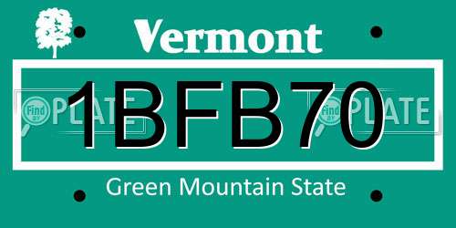 1BFB70 Vermont License Plate