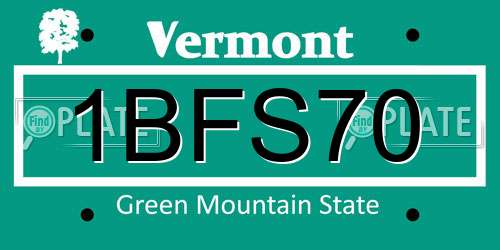 1BFS70 Vermont License Plate