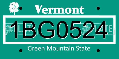 1BG0524 Vermont License Plate