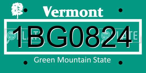 1BG0824 Vermont License Plate