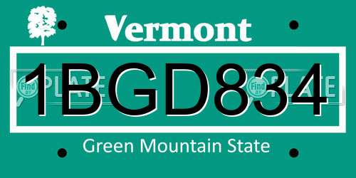 1BGD834 Vermont License Plate