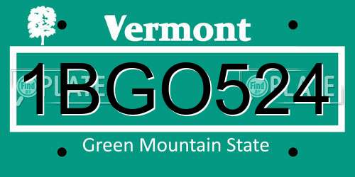 1BGO524 Vermont License Plate